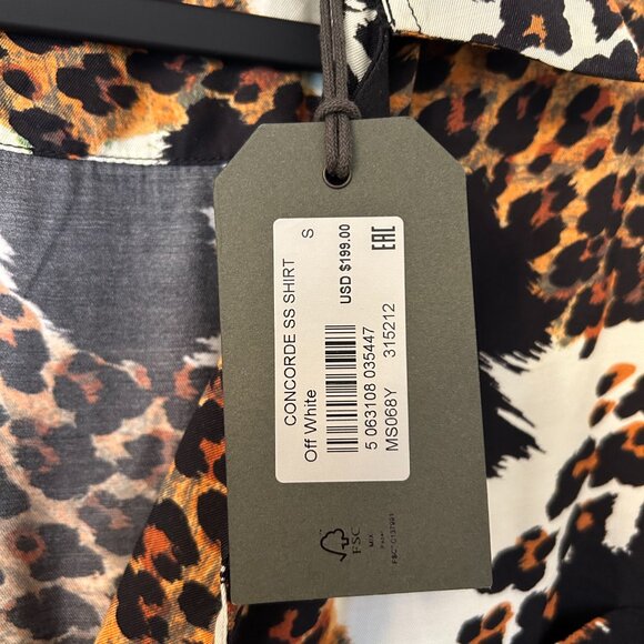 ALLSAINTS Concorde Abstract Leopard Print Relaxed Fit Button Down Camp Shirt - Picture 5 of 5